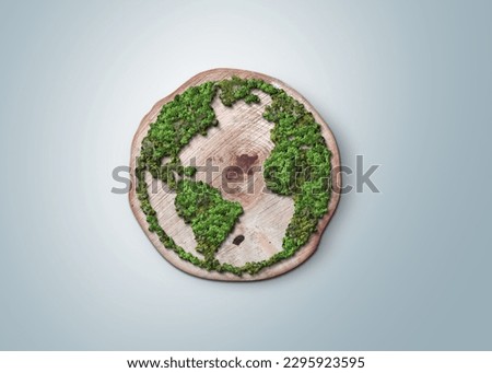 World environment day 2023 3d concept background. Ecology concept. Design with globe map drawing and leaves isolated on white background. Better Environment, Better Tomorrow. Royalty-Free Stock Photo #2295923595