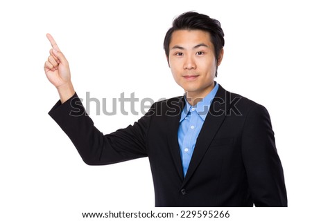 Businessman with finger up