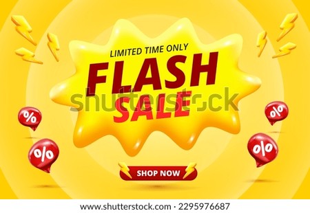 Flash Sale Shopping Poster - 3D Flash sale banner template design.