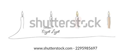 Wax burning candles in different variations. One continuous line drawing of candle lit. Royalty-Free Stock Photo #2295985697