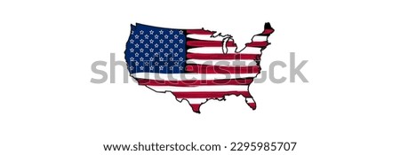 Map of the United States of America with the flag of the country.