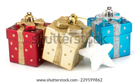 Christmas gift boxes decor isolated on white background