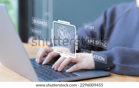 Woman use AI to help work or use AI everyday life at home. AI Learning and Artificial Intelligence. Business, modern technology, internet and networking concept. AI Generate concept. ChatGPT, Royalty-Free Stock Photo #2296009455