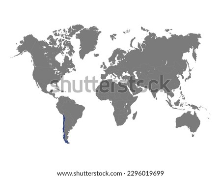 Chile Country selected on world map
