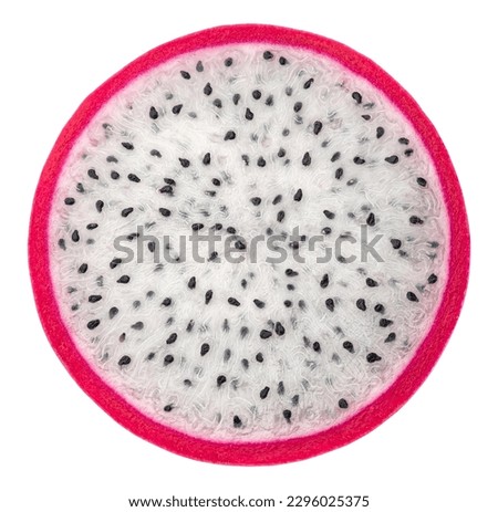 Dragon fruit slice isolated on white background, top view