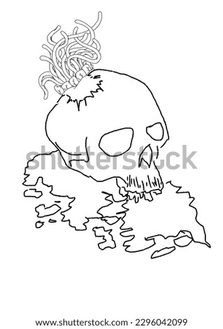 plain skull sketch that you can color as you like.