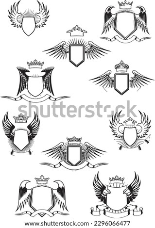 set of shield emblem logo
