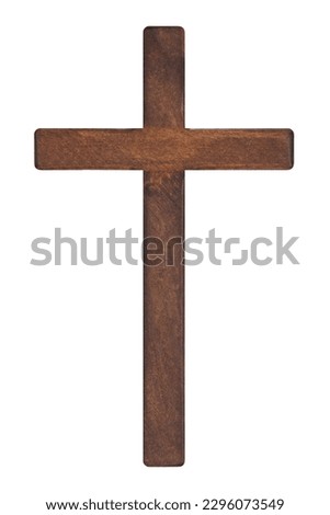 Wooden cross isolated on white background with clipping path Royalty-Free Stock Photo #2296073549