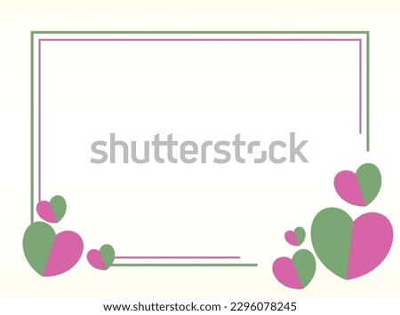 poster frame decoration with heart icon in simple shape, border vector template for birthday greeting card, wedding invitation, banner, photo frame, presentation, web.