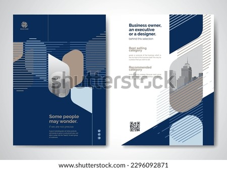 Template vector design for Brochure, AnnualReport, Magazine, Poster, Corporate Presentation, Portfolio, Flyer, infographic, layout modern with blue color size A4, Front and back, Easy to use and edit. Royalty-Free Stock Photo #2296092871