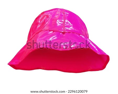 bright pink plastic bucket hat isolated on white