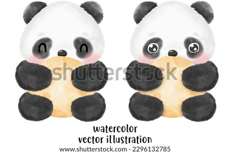 Cute Panda Vector Illustration, Watercolor Animal, Animal Watercolor, Panda watercolor, cute animal, cute panda