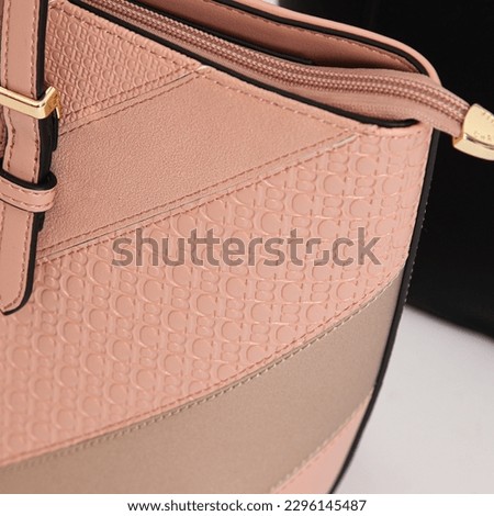 pink colour Leather hand   bag. Fashion concept 