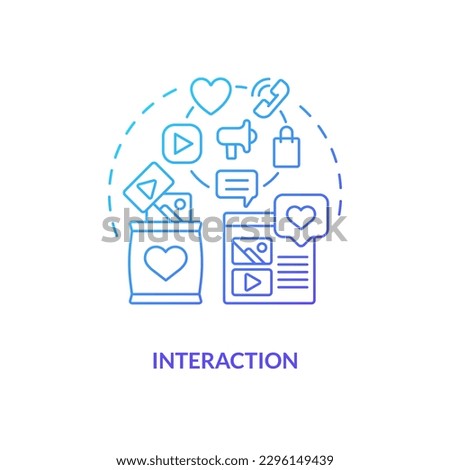 Interaction blue gradient concept icon. Communication ways. Social media advertising benefit abstract idea thin line illustration. Isolated outline drawing. Myriad Pro-Bold font used Royalty-Free Stock Photo #2296149439