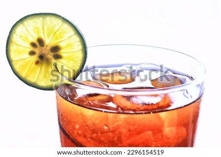 iced tea with ice and lemon at the beach bar