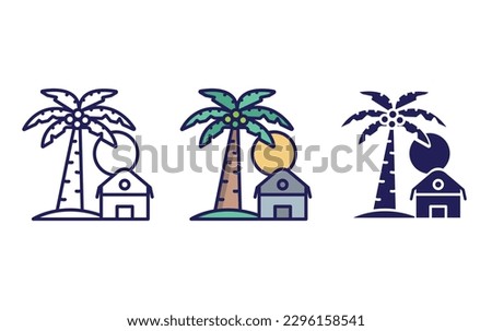 Palm tree line and solid illustration icon