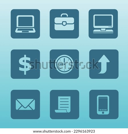 Icons and symbols for corporate related content.