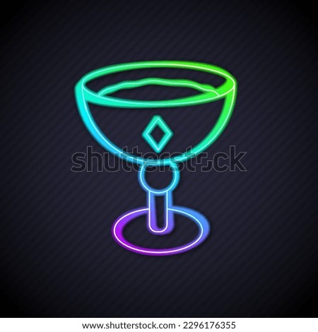 Glowing neon line Medieval goblet icon isolated on black background.  Vector