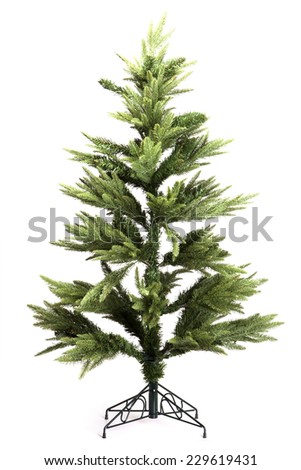 A christmas tree isolated white at the studio.