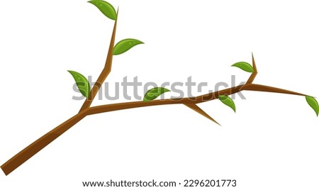 vector illustration of a tree branch, a broken branch, a wooden knot with leaves  Royalty-Free Stock Photo #2296201773