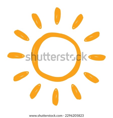 Cute doodle sun icon. Hand drawn style illustration