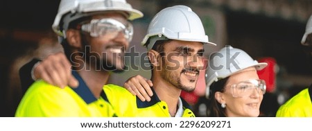 Professional industry engineer and factory foreman worker team person Wearing safety helmet hard hat, Technician people teamwork in work site of business construction and manufacturing technology job Royalty-Free Stock Photo #2296209271