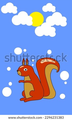 illustration of two squirrel with love and sky view
