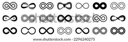 Black infinite symbol collection. Set of infinity icons Royalty-Free Stock Photo #2296240275