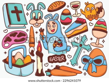 Easter Doodle Hand Drawn Color Vector Collection