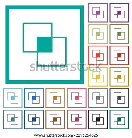 Clipping mask tool flat color icons with quadrant frames on white background