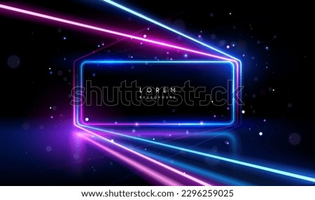 Glowing neon light frame on black background