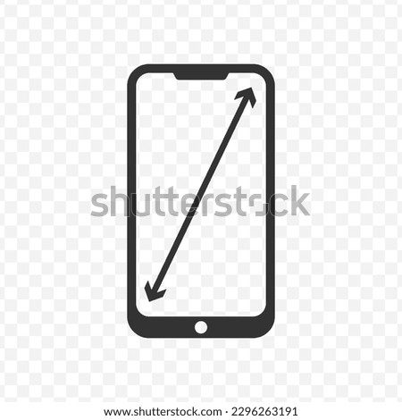 Vector illustration of smartphone screen size icon in dark color and transparent background(png).
