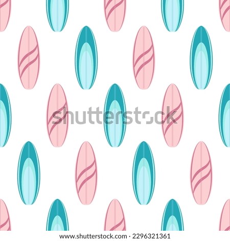 seamless pattern with surf boards, cartoon summer print, vector illustration in flat style
