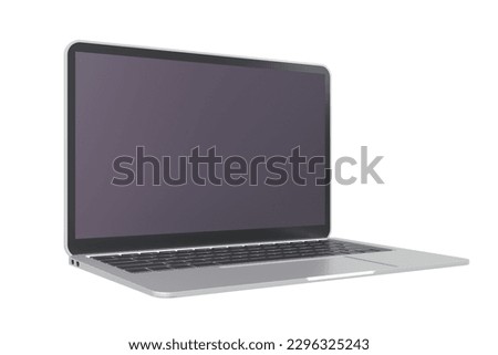 Laptop with blank screen or mock up computer for apply screen display on web and app isolated on white background with clipping path, 3D render illustration
