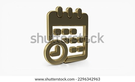 'Calender with Clock Symbol Gold' is a high quality 3D illustration image to add more details and realism to your projects.