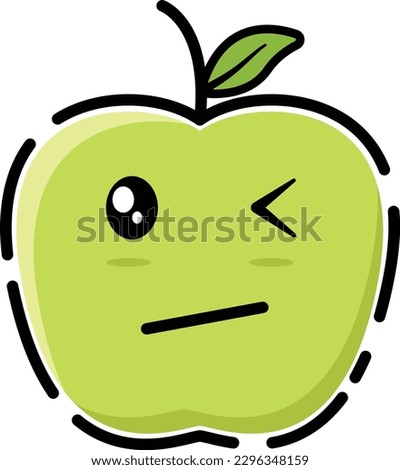 Vector apple in cute emoticon shape.