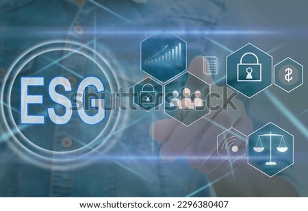 ESG icon concept, virtual screenshot in the concept of environment, society and good governance in sustainable business and ethical on the network