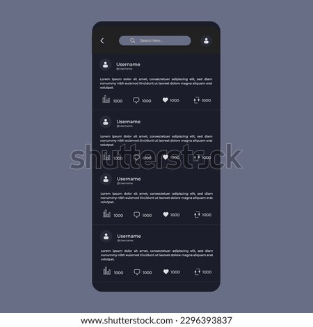 Vector Illustration daily people content post menu interface. Twitter, instagram, youtube, discord template.
