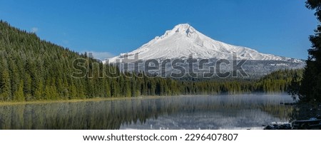 Mt. Hood, Oregon, USA - October 27, 2022:  Views of Mt. Hood Lake Trillium and surrounding forests. Royalty-Free Stock Photo #2296407807