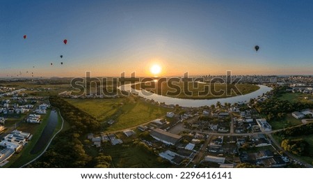 Torres Ballooning Festival, in Rio Grande do Sul. Every year at this time of year the city sky is full of beautiful balloons Royalty-Free Stock Photo #2296416141