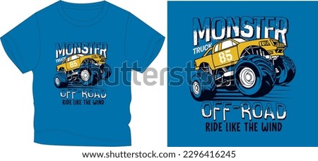Monster Truck t shirt graphic design vector illustration \ Royalty-Free Stock Photo #2296416245