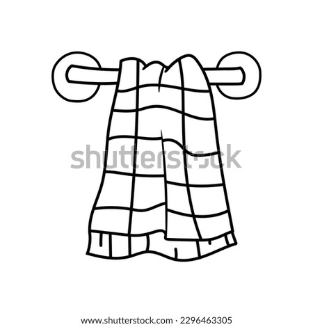 Hanging towel hand drawn outline vector illustration. Isolated on white background