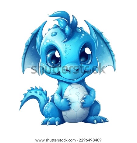 Blue baby Dragon vector illustration, A Blue baby Dragon Vector illustration is a digital artwork depicting a small, young dragon with a blue color scheme. The illustration is created using vector gra