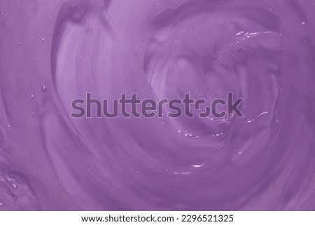 Cream gel purple gray colored transparent cosmetic sample texture with bubbles background