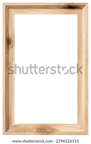 Simple wooden frame. Natural wood picture frame isolated on white background