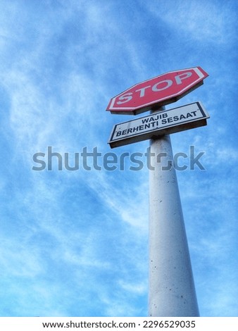 Road Sign with Blue Sky in Indonesia 