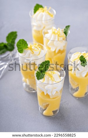 Lemon curd layered dessert shots for a party or birthday, desset table idea, catering