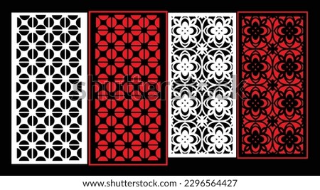 Decorative wall panels set Jali design for graphic and plywood,partition, foam, acrylic and CNC machine cutting.
