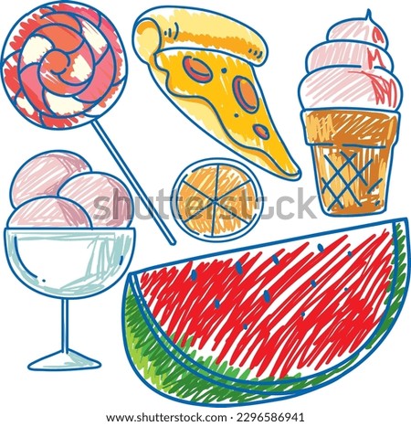 Set of food scribble style illustration