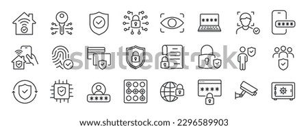 Safety, security, protection thin line icons. Editable stroke. For website marketing design, logo, app, template, ui, etc. Vector illustration. Royalty-Free Stock Photo #2296589903